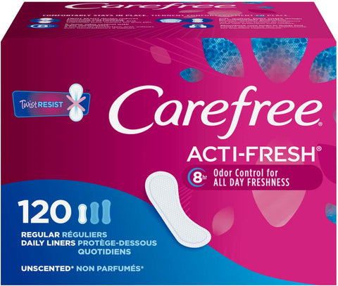 CAREFREE ACTI-FRESH 120PCS - UNSCENTED - Kurt Supermarket