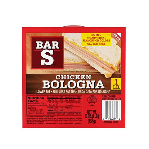 BAR'S CHICKEN BOLOGNA 1LB - Uplift Things