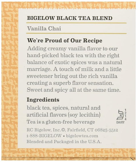 BIGELOW BLACK TEA 20 PCS - VANILLA CHAI - Uplift Things