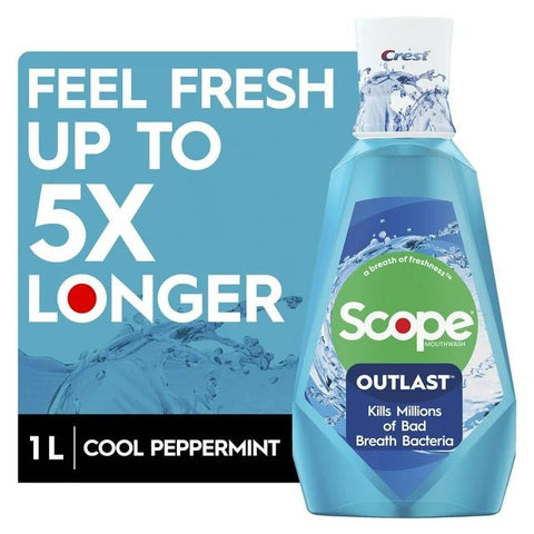 CREST MOUTHWASH 1L - SCOPE OUTLAST PEPPERMINT - Kurt Supermarket