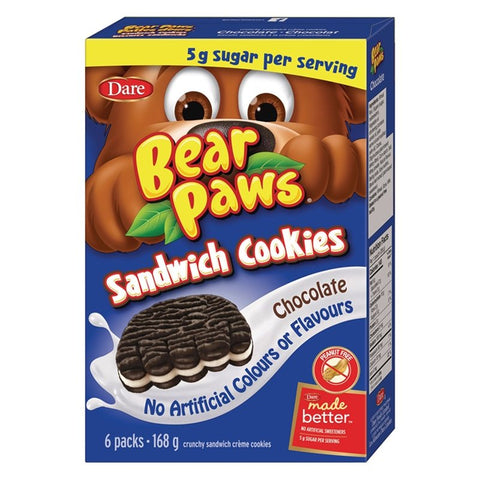 DARE BEAR PAWS 168G - SANDWICH COOKIES CHOCOLATE - Uplift Things