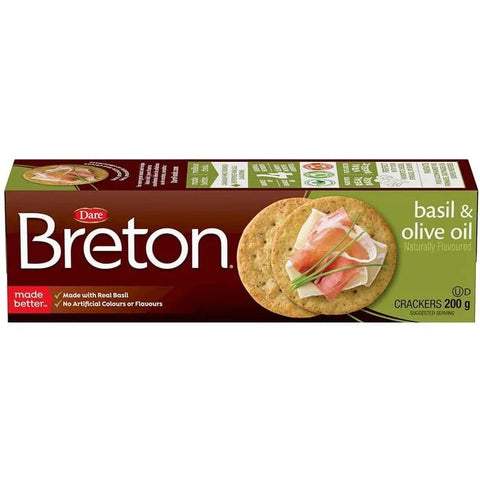 DARE BRETON CRACKERS 200G - BASIL & OLIVE OIL - Uplift Things