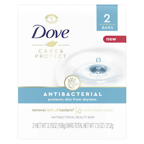 DOVE SOAP 2 BARS *3.75OZ - CARE & PROTECT + ANTIBACTERIAL - Uplift Things