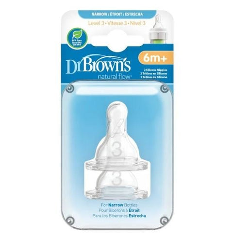 DR. BROWN'S NIPPLE 2PK LEVEL 3 - FOR NARROW NECK BOTTLES - Uplift Things