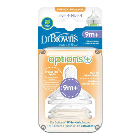 DR. BROWN'S NIPPLE 2PK LEVEL 4 - FOR WIDE NECK BOTTLES - Uplift Things