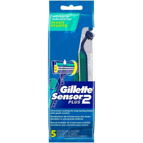 GILLETTE DISPOSABLE RAZOR 5PCS - SENSOR 2 PLUS - Uplift Things