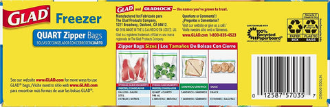 GLAD FREEZER QRT 20 BAGS - Uplift Things