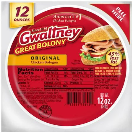 GWALTNEY CHICKEN BOLOGNA 12OZ - ORIGINAL - Kurt Supermarket