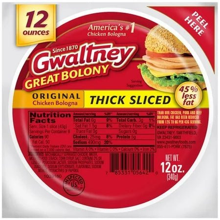 GWALTNEY CHICKEN BOLOGNA 12OZ - THICK SLICE - Kurt Supermarket