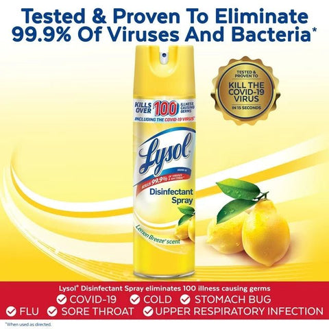 LYSOL DISINFECTANT SPRAY 12.5OZ - LEMON BREEZE - Uplift Things