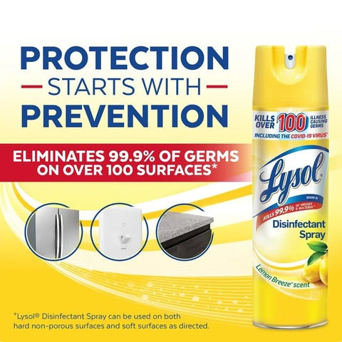 LYSOL DISINFECTANT SPRAY 12.5OZ - LEMON BREEZE - Uplift Things