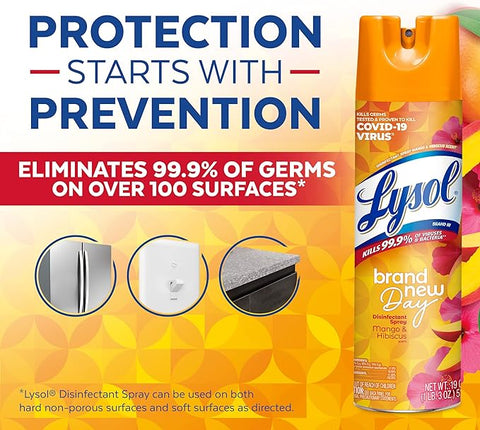 LYSOL DISINFECTANT SPRAY 12.5OZ - MANGO & HIBISCUS - Uplift Things