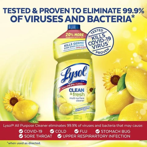 LYSOL MULTISURFACE CLEANER 48OZ - SPARKLING LEMON & SUNFLOWER ESSENCE - Uplift Things