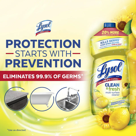 LYSOL MULTISURFACE CLEANER 48OZ - SPARKLING LEMON & SUNFLOWER ESSENCE - Uplift Things