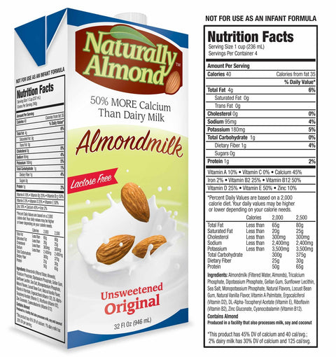 NATURALLY ALMOND 32OZ - UNSWEETENED ORIGINAL - Uplift Things