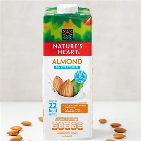 NATURE'S HEART ALMOND MILK 1L - UNSWEETENED - Uplift Things