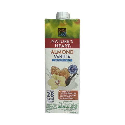 NATURE'S HEART ALMOND MILK1L - VANILLA UNSWEETENED - Uplift Things