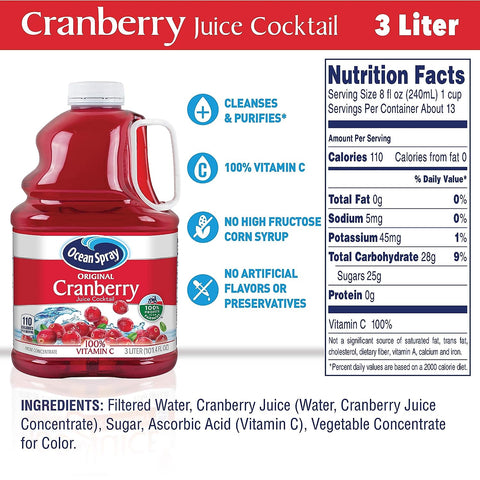 OCEAN SPRAY CRANDBERRY 3L - COCKTAIL MIX ORIGINAL - Uplift Things