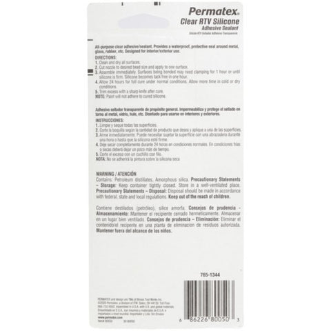 PERMATEX ADHESIVE SEALANT 3 OZ - CLEAR - Uplift Things