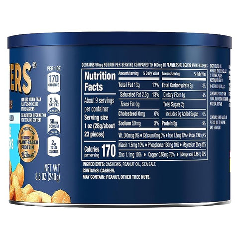 PLANTERS WHOLE CASHEW 8.5OZ - DELUXE LIGHTLY SALTED - Uplift Things