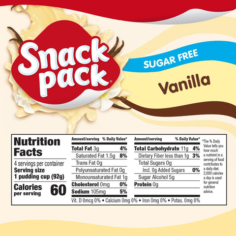 SNACK PACK PUDDING 13OZ - VANILLA NO SUGAR - Kurt Supermarket