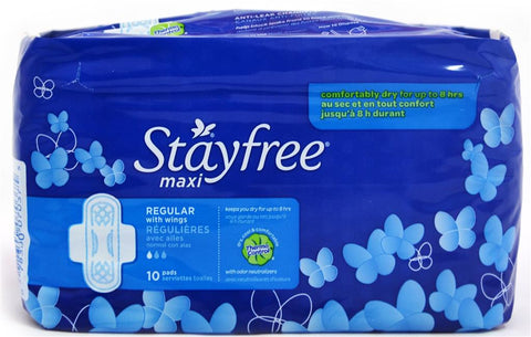 STAYFREE REGULAR PADS 10PCS - WITH WINGS - Uplift Things