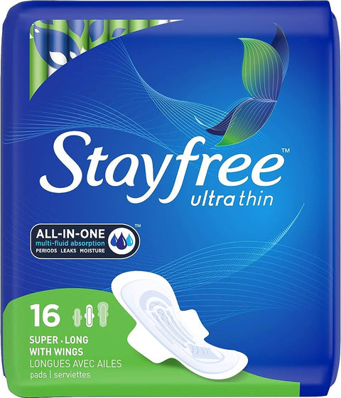 STAYFREE SUPER LONG ULTRATHIN PADS 16PCS - WITH WINGS - Uplift Things