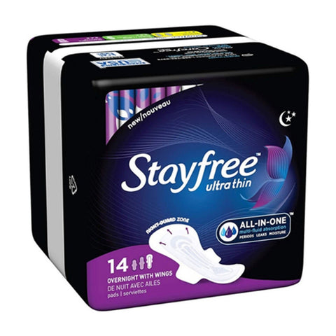 STAYFREE ULTRATHIN PADS OVERNIGHT 14PCS - WITH WINGS - Uplift Things