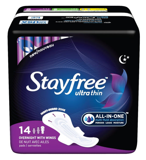 STAYFREE ULTRATHIN PADS OVERNIGHT 14PCS - WITH WINGS - Uplift Things