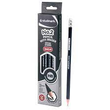 STUDMARK PENCIL HB 12PCS GREY - WITH ERASER - Uplift Things