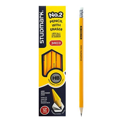 STUDMARK PENCIL HB 12PCS YELLOW - WITH ERASER - Uplift Things