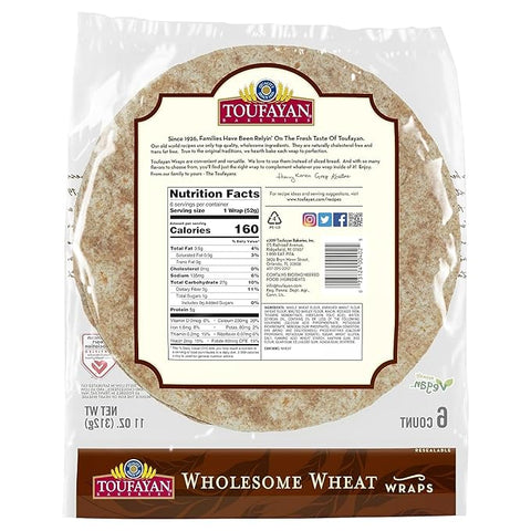 TOUFAYAN TORTILLA WRAPS 6PCS - WHEAT - Uplift Things