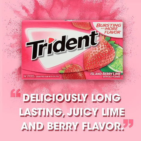 TRIDENT GUM 14 STICKS - ISLAND BERRY LIME - Uplift Things