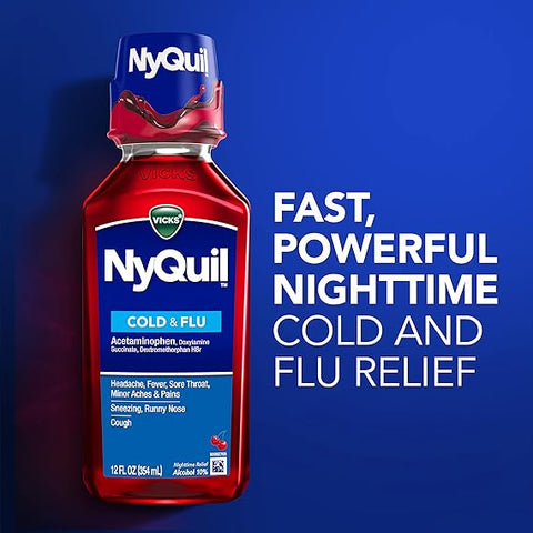 VICKS NYQUIL COLD & FLU 8 OZ - CHERRY - Uplift Things