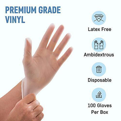 VINYL MEDICAL EXAM 100PCS DISPOSABLE GLOVES LARGE - Uplift Things