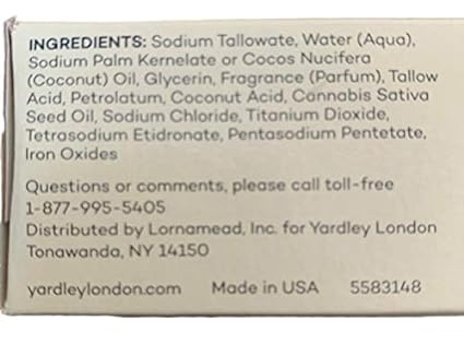 YARDLEY BAR SOAP 4.25OZ - HEMP SEED OIL - Uplift Things